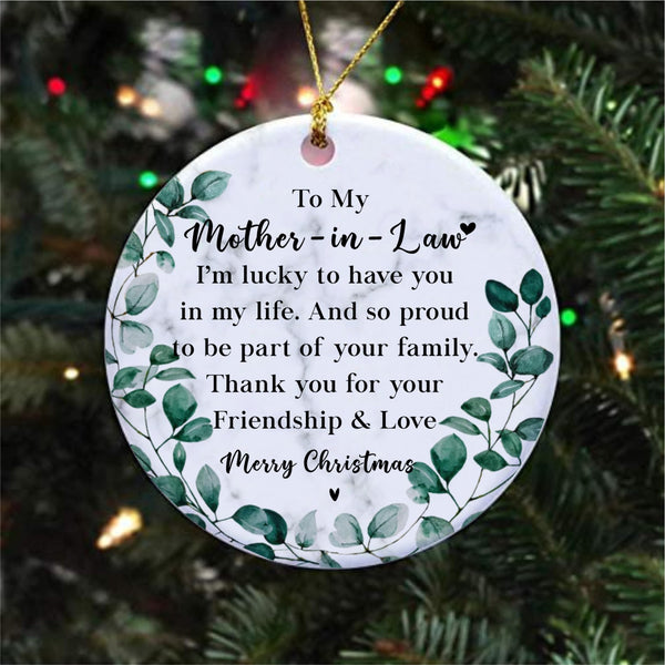 Mother in Law Christmas Ornament, Mother-in-Law Two-Sides Printed Ornament