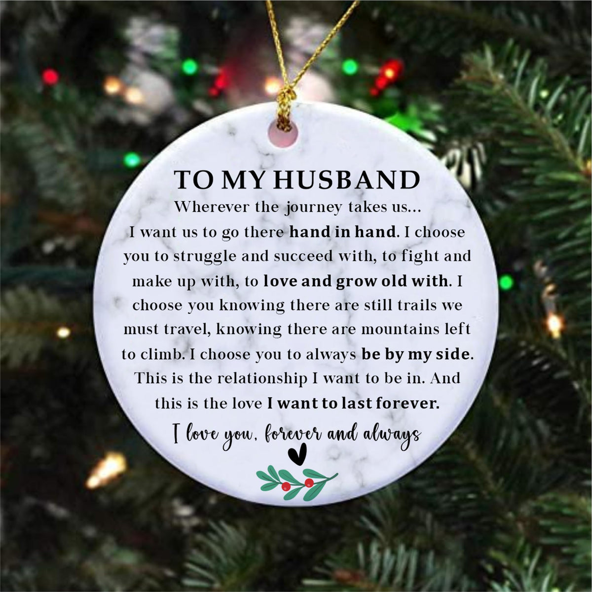 Husband Gifts from Wife for Christmas, Two-Side Printed to My Husband Xmas Ornament