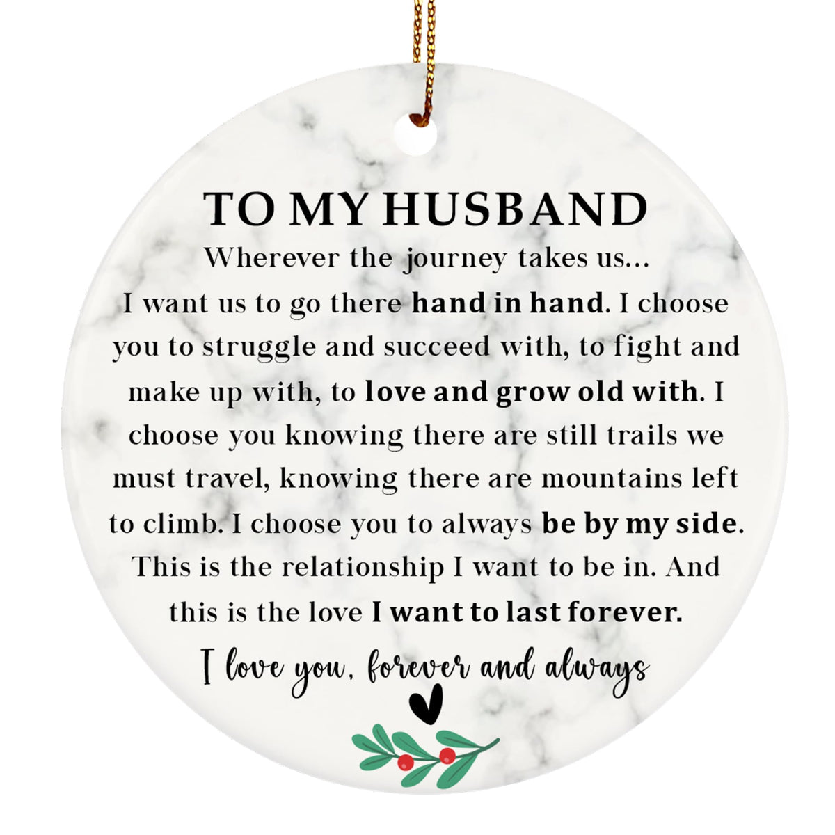 Husband Gifts from Wife for Christmas, Two-Side Printed to My Husband Xmas Ornament