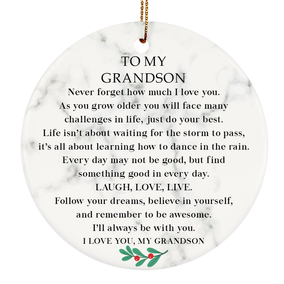 to My Grandson Christmas Ornaments, Grandson Gifts from Grandma and Grandpa