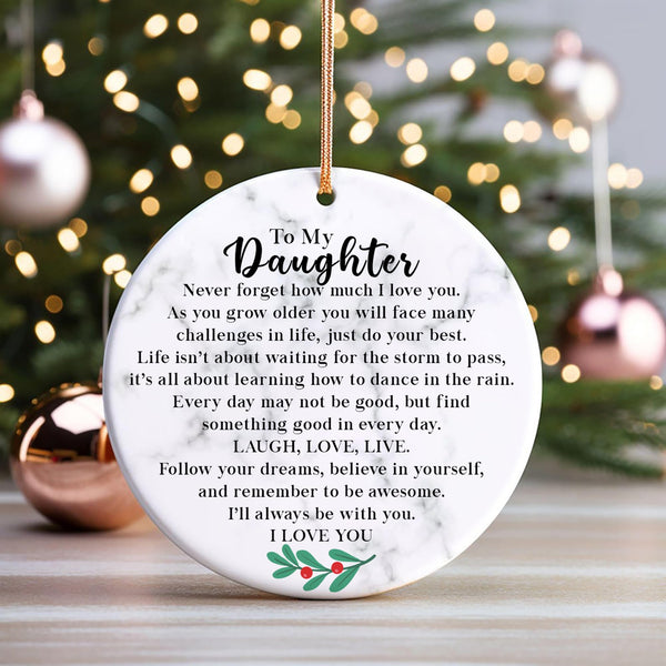 to My Daughter Christmas Ornament from Mom and Dad, Daughter Double-Side Printed 3” Ceramics
