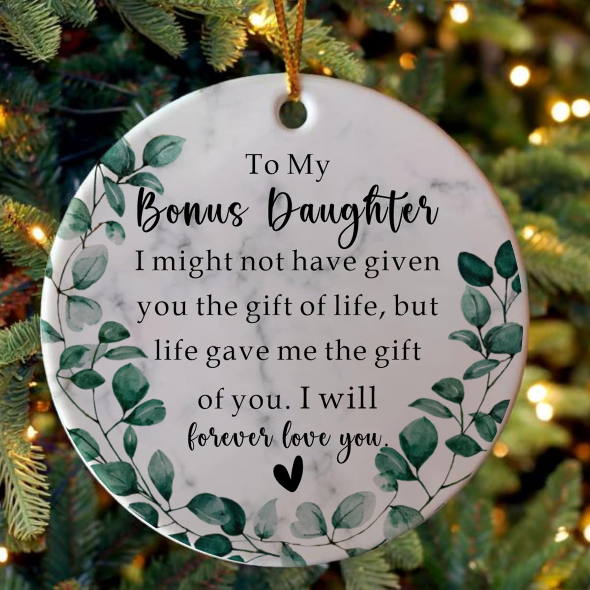 to My Bonus Daughter Christmas Ornament from Mom and Dad