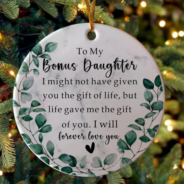to My Bonus Daughter Christmas Ornament from Mom and Dad