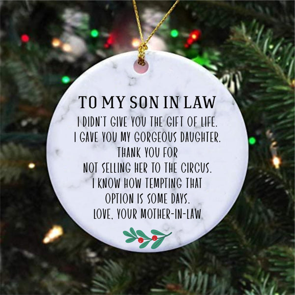 to My Son in Law Christmas Ornament from Mother-in-Law