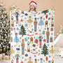 Fuzzy Blanket Christmas Watercolor Nutcracker Throw Blanket Xmas Cartoon Soft Cozy Flannel Blanket