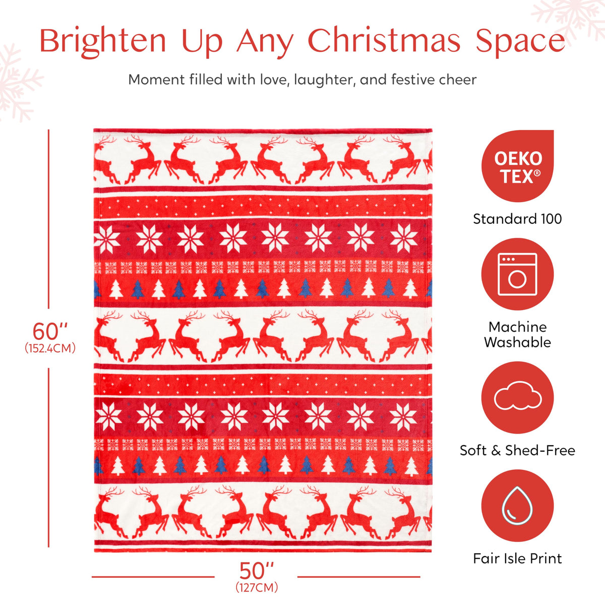 Christmas Throw Blanket - Soft Flannel Christmas Blanket - Warm Plush Holiday Decorative Throw