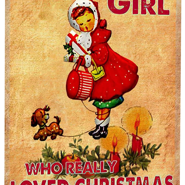 Women Girls Gifts Rustic Christmas Sign Just A Girl Who Loved Christmas Funny Tin Sign