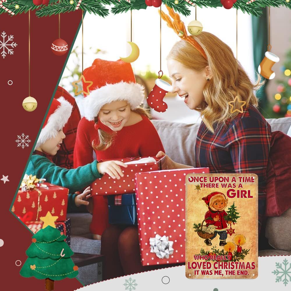 Women Girls Gifts Rustic Christmas Sign Just A Girl Who Loved Christmas Funny Tin Sign