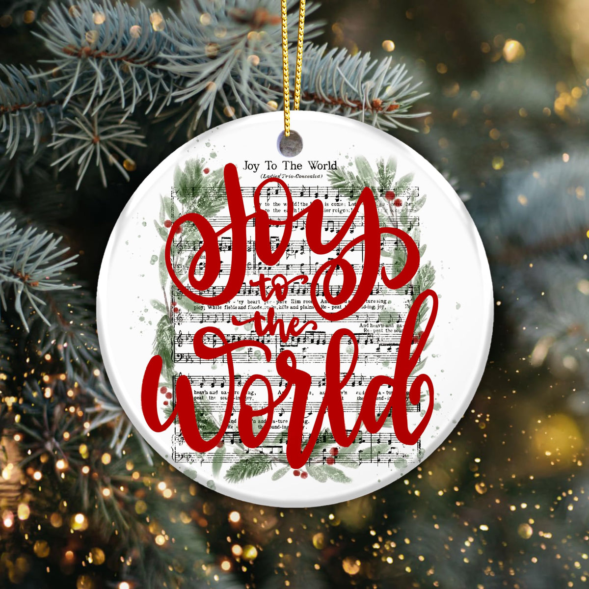 Joy to The World Ornament 2025, Sheet Music Hymn Ornament for Tree, Christian Religious Holiday Décor