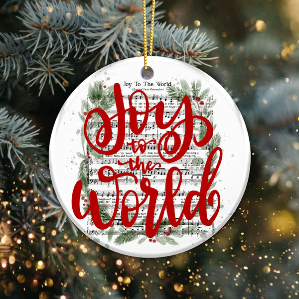 Joy to The World Ornament 2025, Sheet Music Hymn Ornament for Tree, Christian Religious Holiday Décor