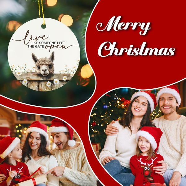 Alpaca Ornaments, Rustic Farmhouse Alpaca Hanging Ornaments for Christmas Tree Party Holiday Decorations