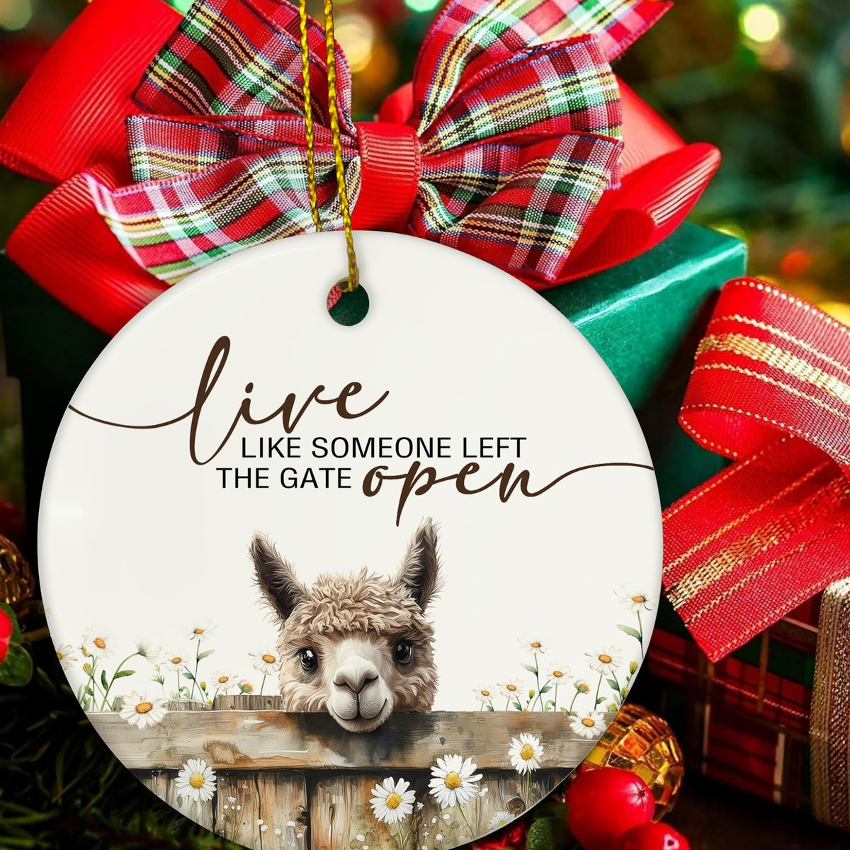 Alpaca Ornaments, Rustic Farmhouse Alpaca Hanging Ornaments for Christmas Tree Party Holiday Decorations