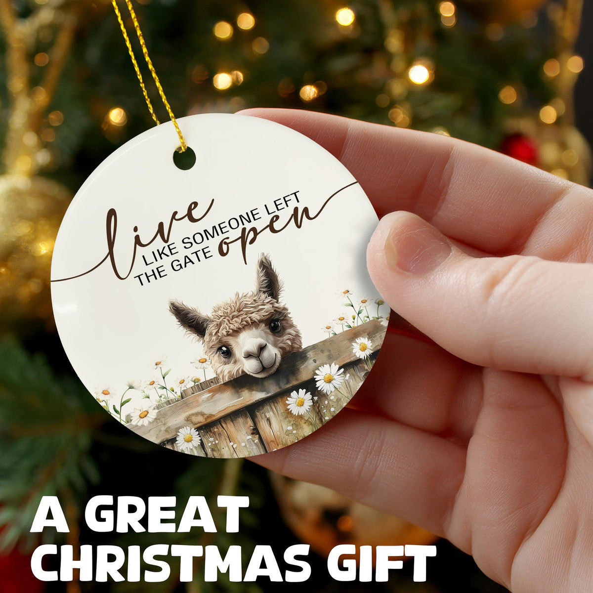 Alpaca Ornaments, Rustic Farmhouse Alpaca Hanging Ornaments for Christmas Tree Party Holiday Decorations