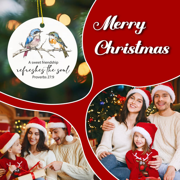 Christian Friendship Ornaments, Religious Bible Verse Bird Hanging Ornaments for Christmas Tree Party Holiday Decorations