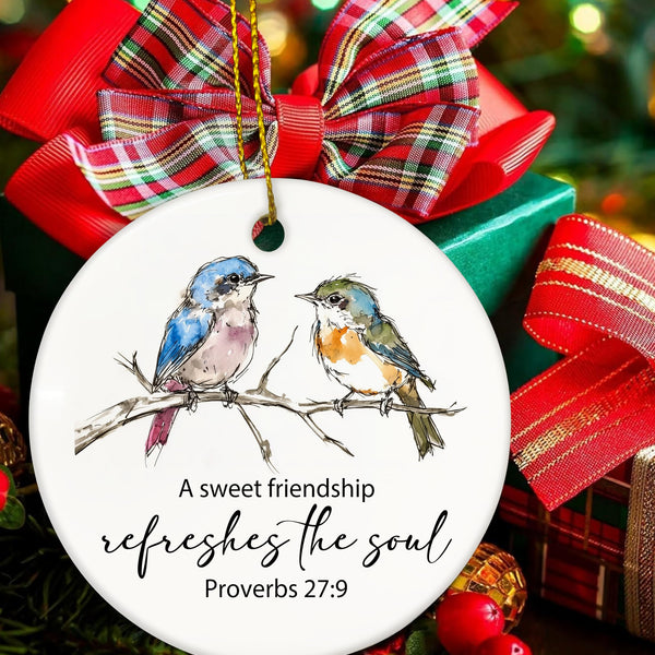 Christian Friendship Ornaments, Religious Bible Verse Bird Hanging Ornaments for Christmas Tree Party Holiday Decorations