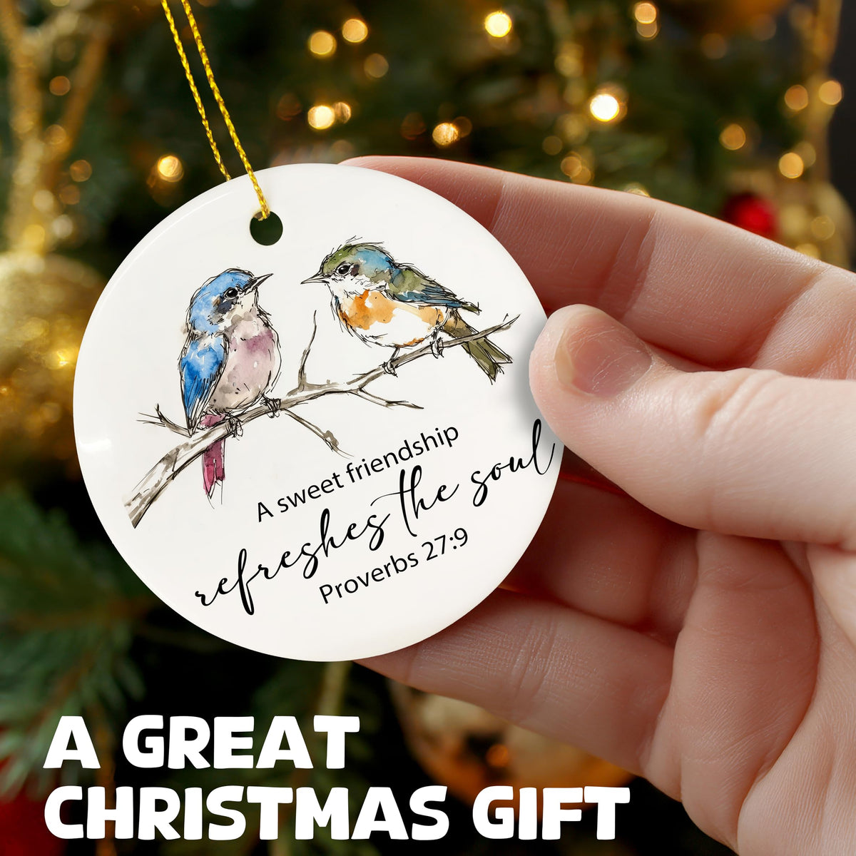 Christian Friendship Ornaments, Religious Bible Verse Bird Hanging Ornaments for Christmas Tree Party Holiday Decorations