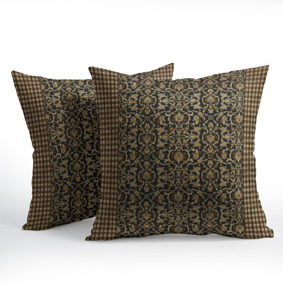 Brown Antique Pillow Covers 18x18 Inch Vintage Floral Block Print Decorative Throw Pillow Covers