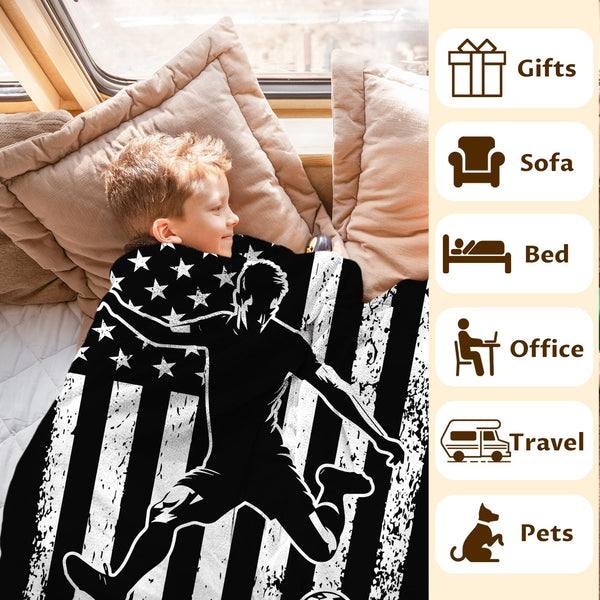Soccer Throw Blankets for Kids Boys Teens Adults, Plush Comfy Soft Sports Throws Decor