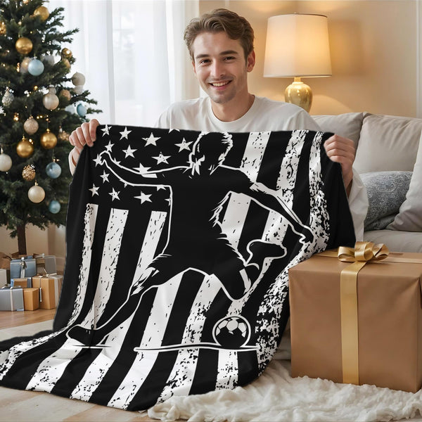 Soccer Throw Blankets for Kids Boys Teens Adults, Plush Comfy Soft Sports Throws Decor