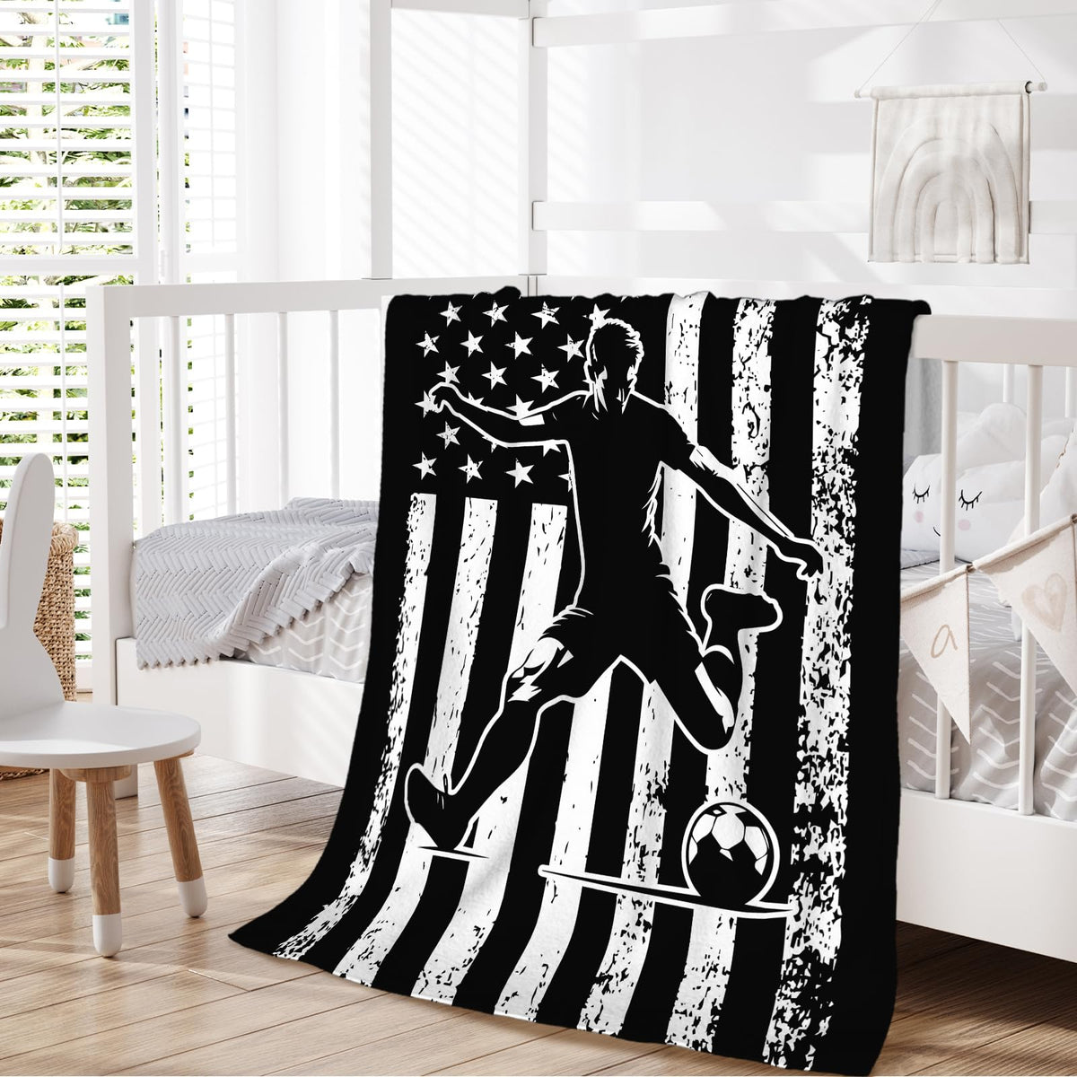 Soccer Throw Blankets for Kids Boys Teens Adults, Plush Comfy Soft Sports Throws Decor