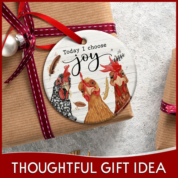 Chicken Christmas Hanging Ornaments, Rooster Gifts for Farmer, Girl, Women & Chicken Lovers