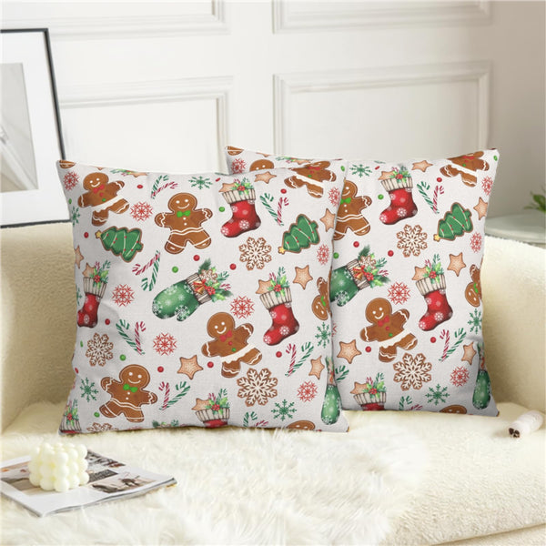 Christmas Pillow Covers 18x18 Set of 2 Gingerbread Man Throw Pillow Covers