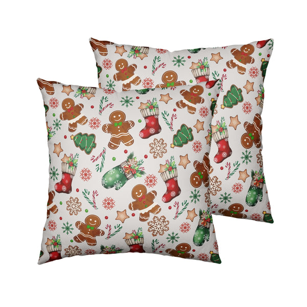 Christmas Pillow Covers 18x18 Set of 2 Gingerbread Man Throw Pillow Covers