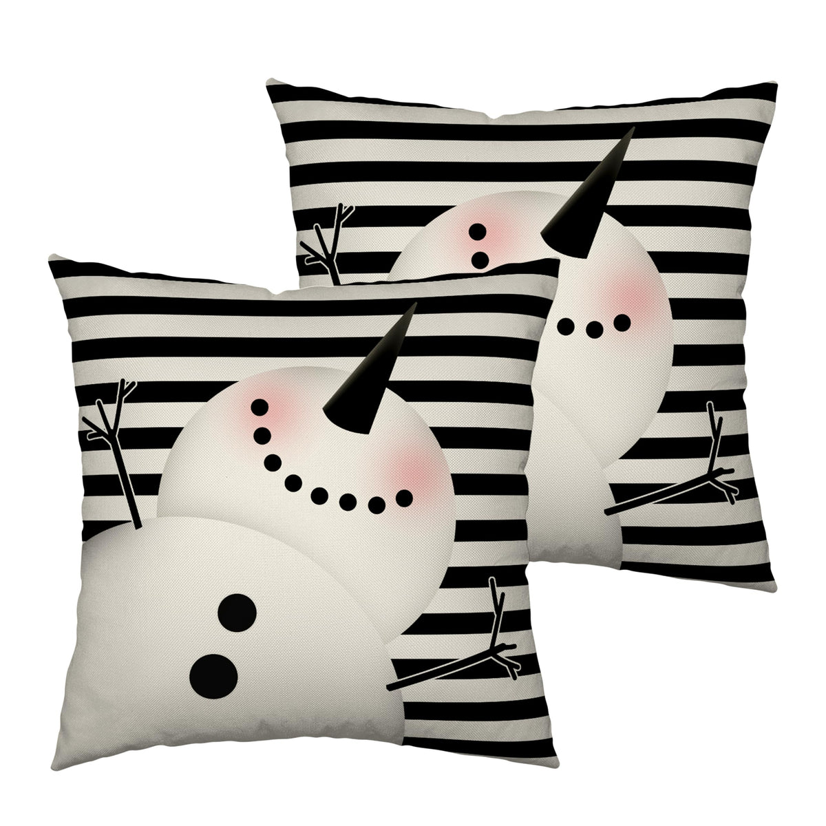 Lovely Snowman Pillow Covers 18x18 Set of 2 Winter Holiday Cold