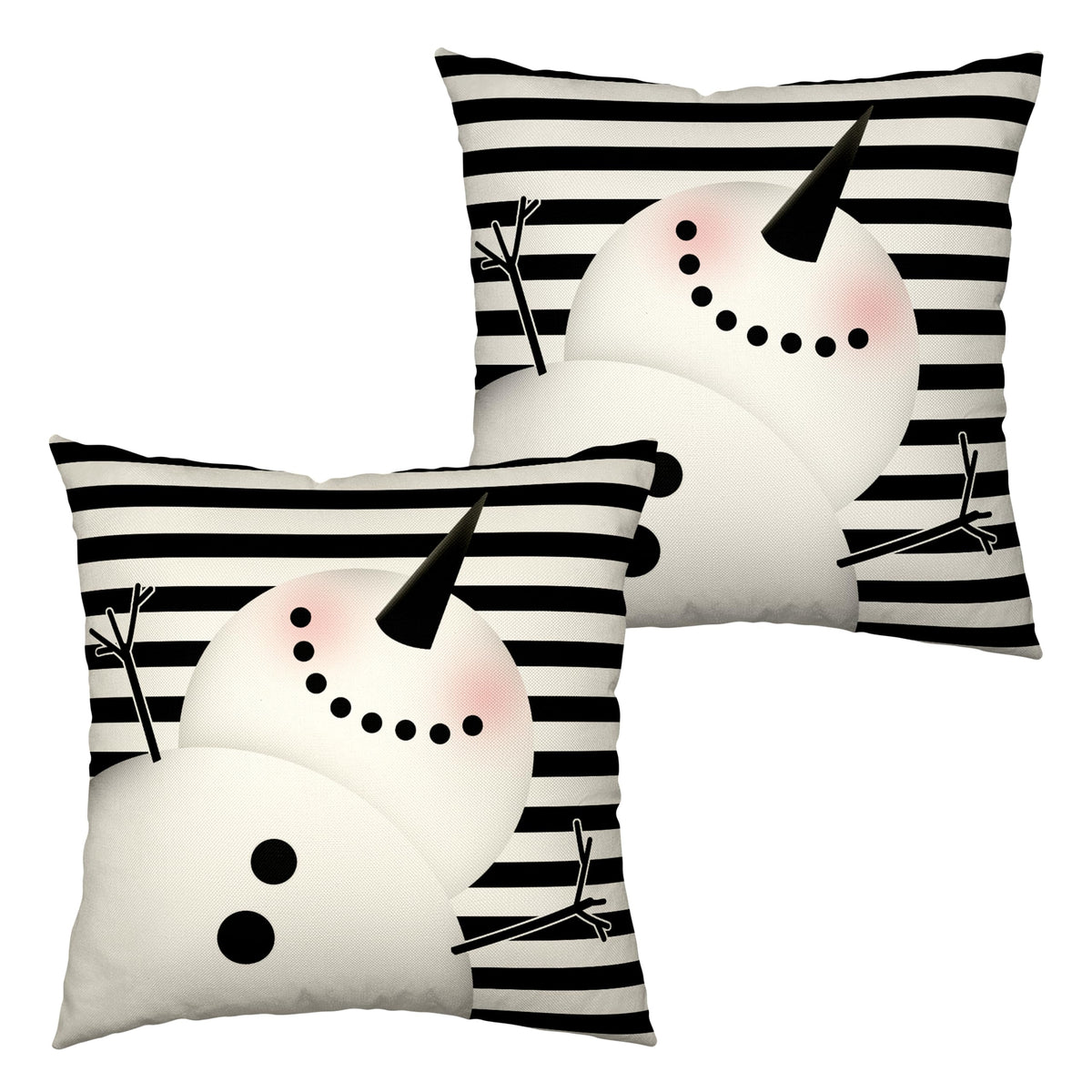 Lovely Snowman Pillow Covers 18x18 Set of 2 Winter Holiday Cold