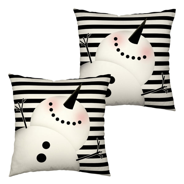 Lovely Snowman Pillow Covers 18x18 Set of 2 Winter Holiday Cold