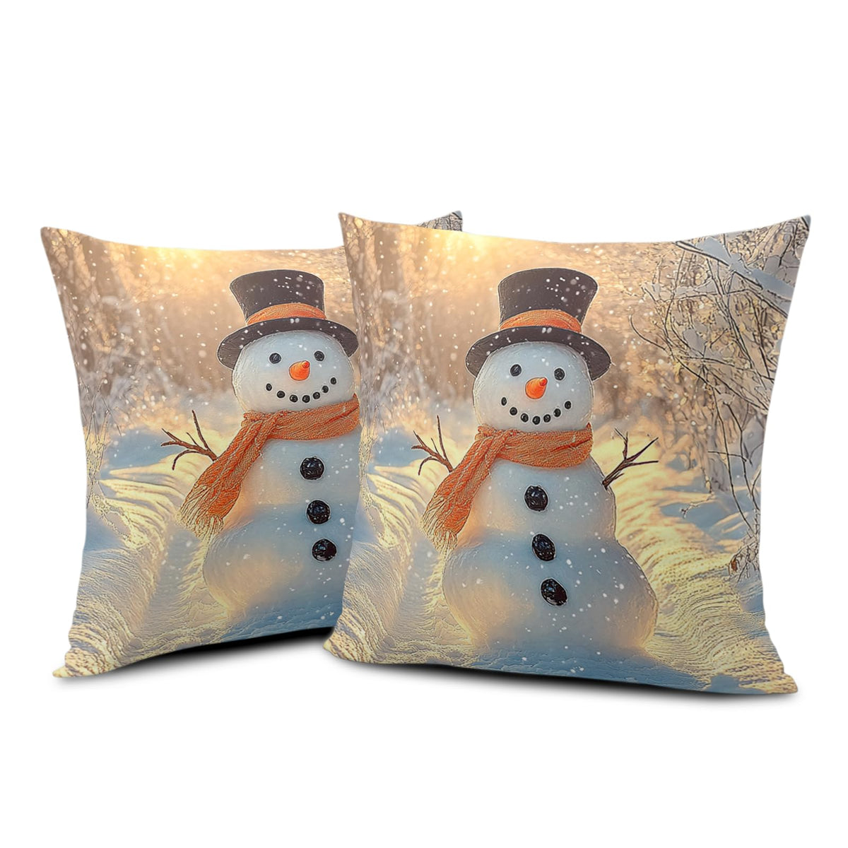 Winter Pillow Covers Snowman in The Sunshine Throw Pillow Covers 18x18 Snowflakes