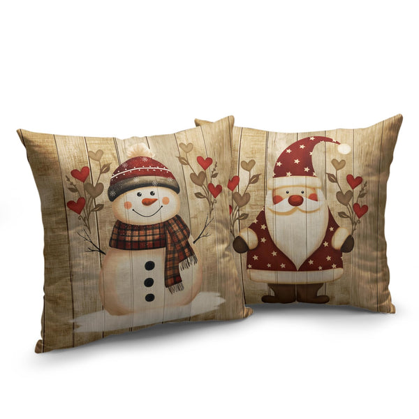 Vintage Christmas Pillow Covers 18x18 Santa Pillowcase Snowman Throw Pillow Covers