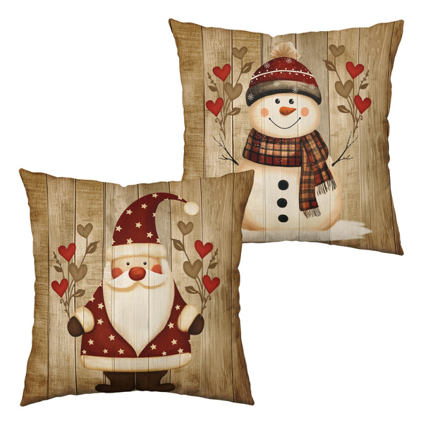Vintage Christmas Pillow Covers 18x18 Santa Pillowcase Snowman Throw Pillow Covers