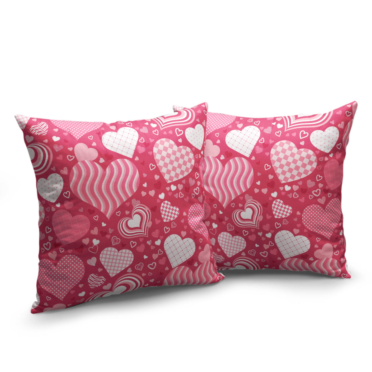 Pink Pillow Covers 18x18 Pink White Love Heart Pillow Case Throw Pillow Covers