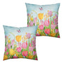 Tulip Pillow Covers 18x18 Set of 2 Spring Throw Pillow Covers Pink Yellow Tulip Floral