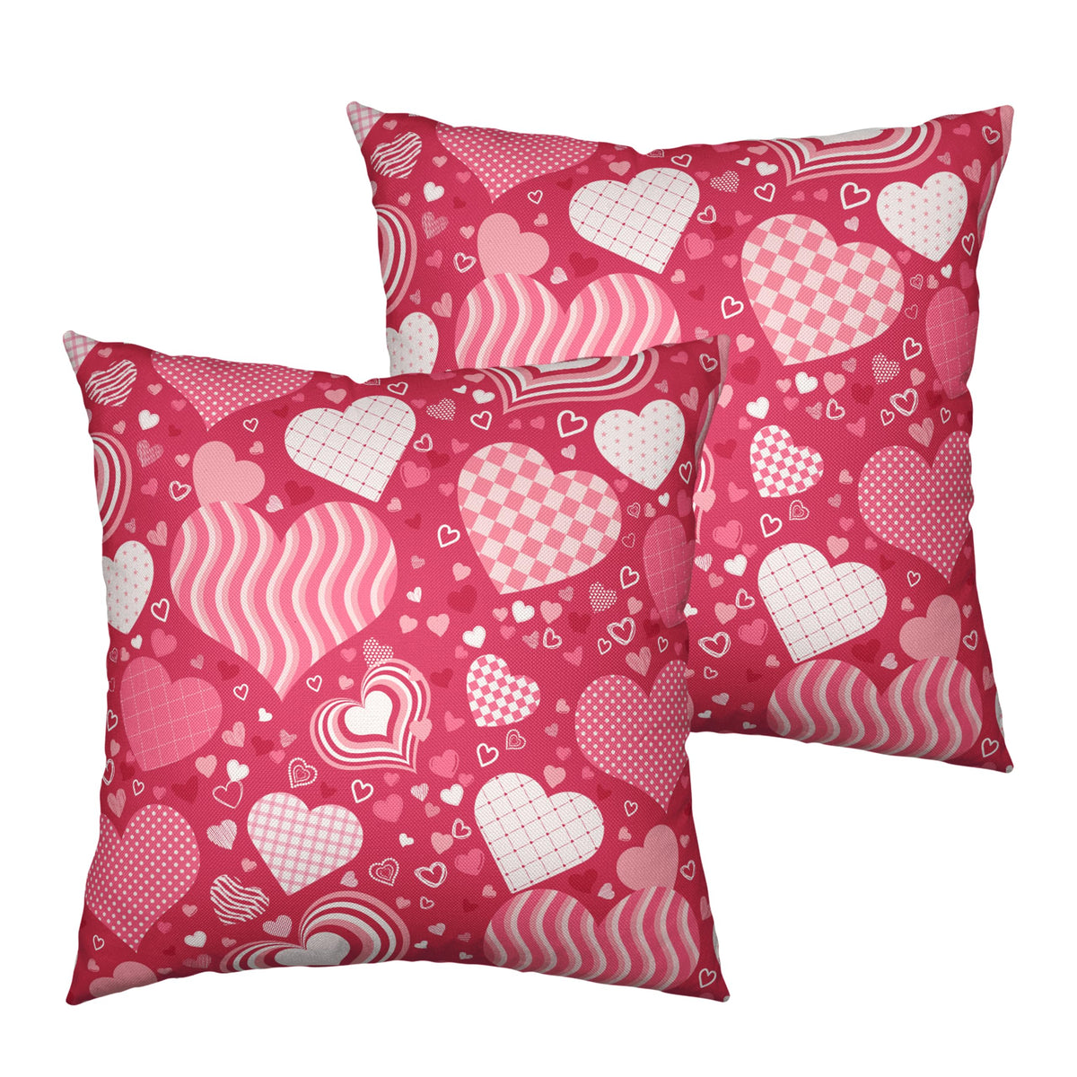 Pink Pillow Covers 18x18 Pink White Love Heart Pillow Case Throw Pillow Covers