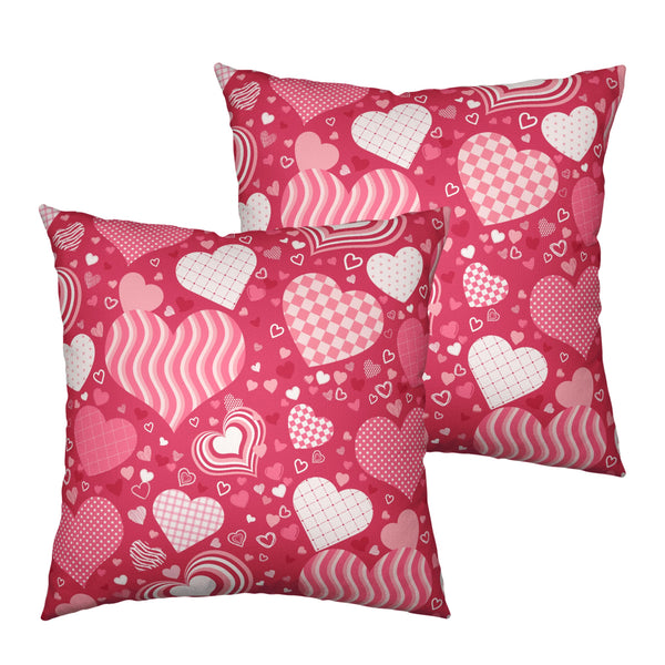 Pink Pillow Covers 18x18 Pink White Love Heart Pillow Case Throw Pillow Covers