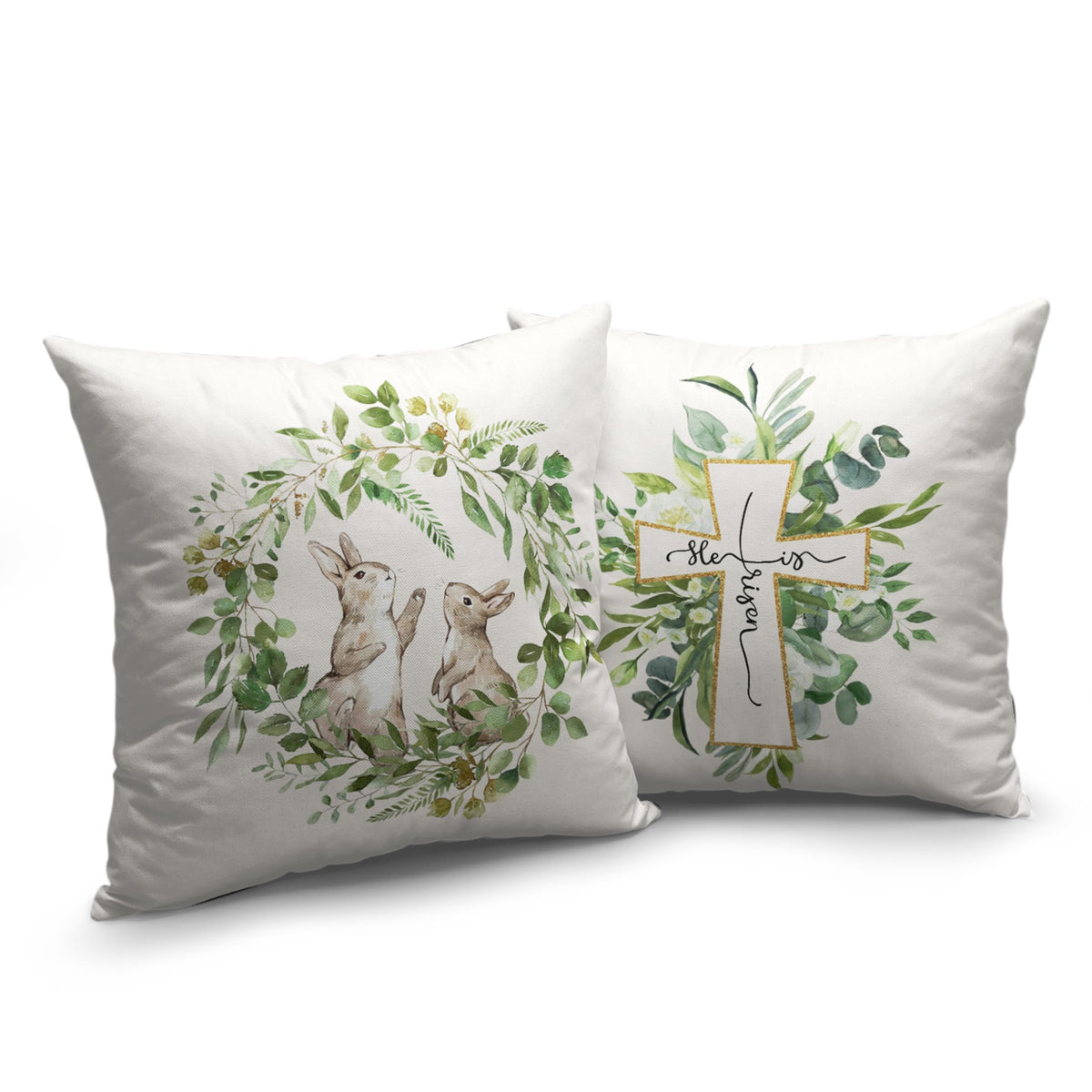 He is Risen Easter Cross Throw Pillow Covers 18x18 Set of 2 Easter Bunny Rabbit Pillow Case