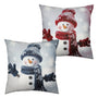 Navy Blue and Red Snowman Pillow Covers 18x18 Set of 2
