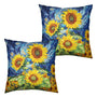 Sunflower Pillow Covers 18x18 Set of 2 Starry Night Throw Pillow Covers Oil Painting
