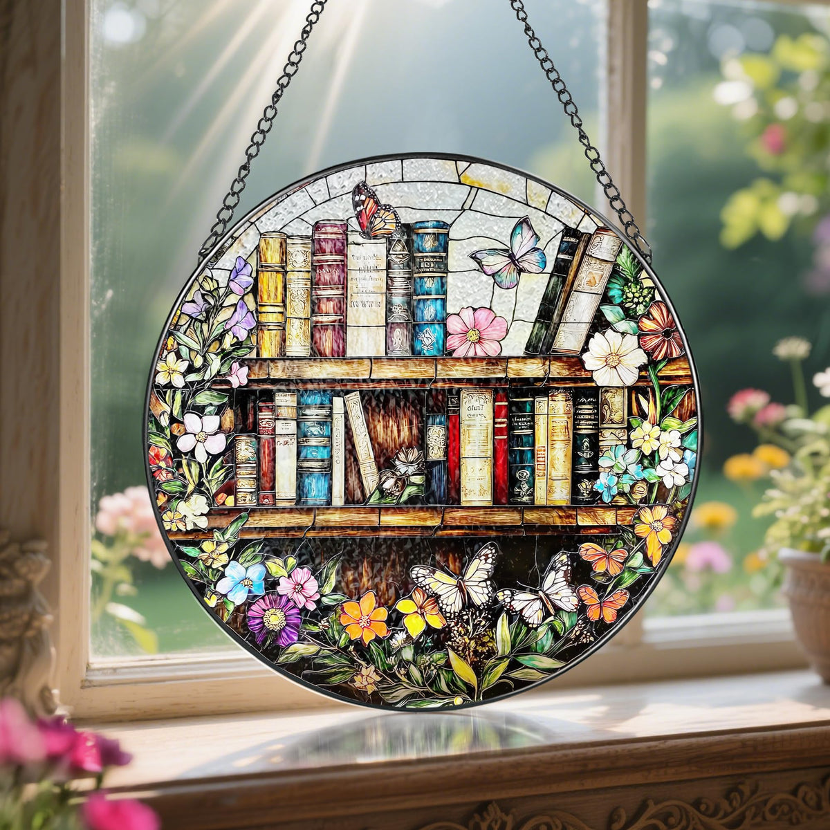 8'' Stained Glass Suncatcher Ornament, Stained Glass Window Hanging, Sun Catchers Ornaments