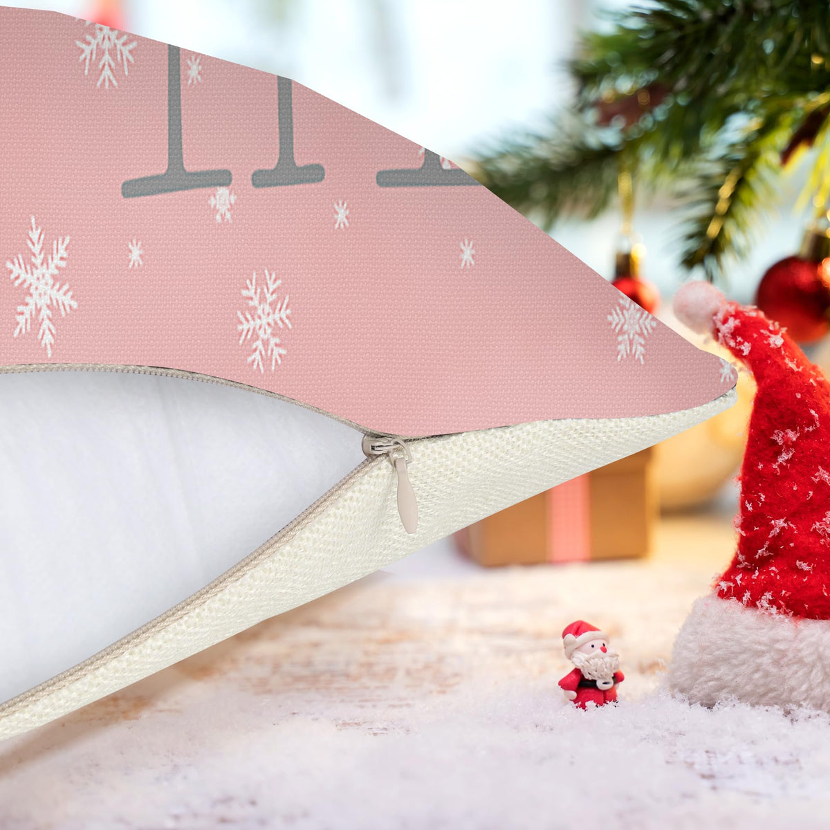 Pink Christmas Pillow Covers Set of 4 for Xmas Decor Winter Holiday Throw Cushion Case