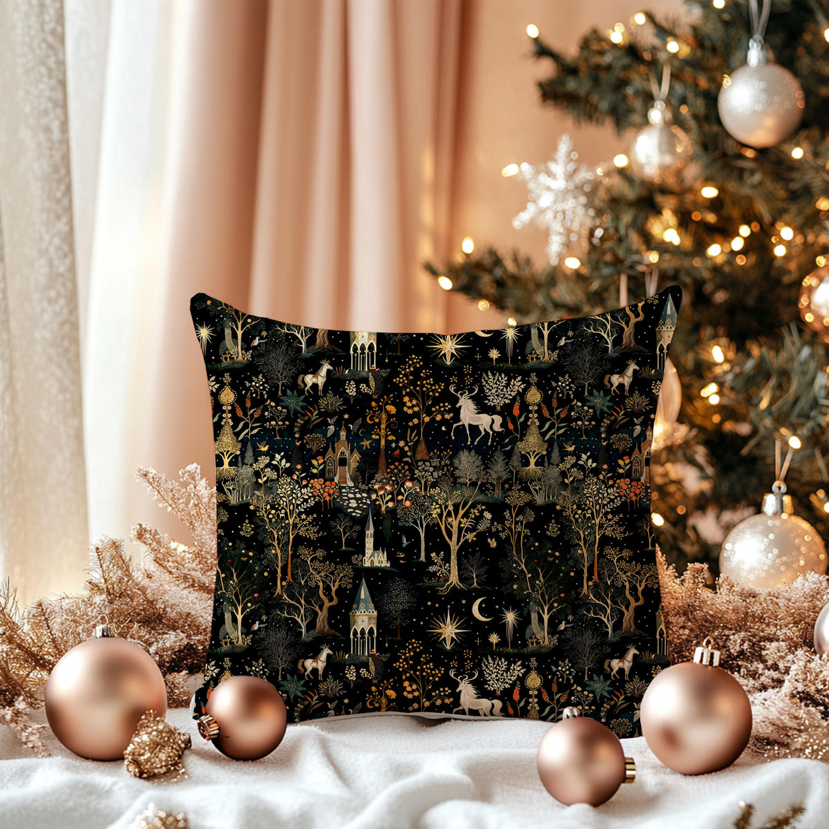 Medieval Dark Gothic Forest Pillow Covers 18x18 Single-Sided, Cottagecore Room Home Decor