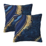 Navy Blue and Gold Marble Throw Pillow Cover 18x18 in Set of 2 Cushion Modern Farmhouse