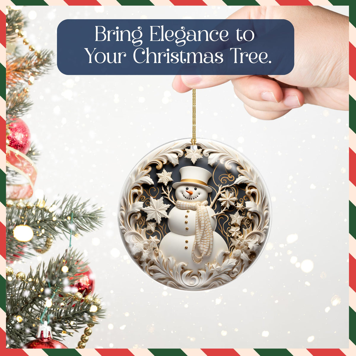 Snowman Christmas Ornament 4Inch – 2025 Christmas Ornament – Acrylic Winter Decoration for Tree