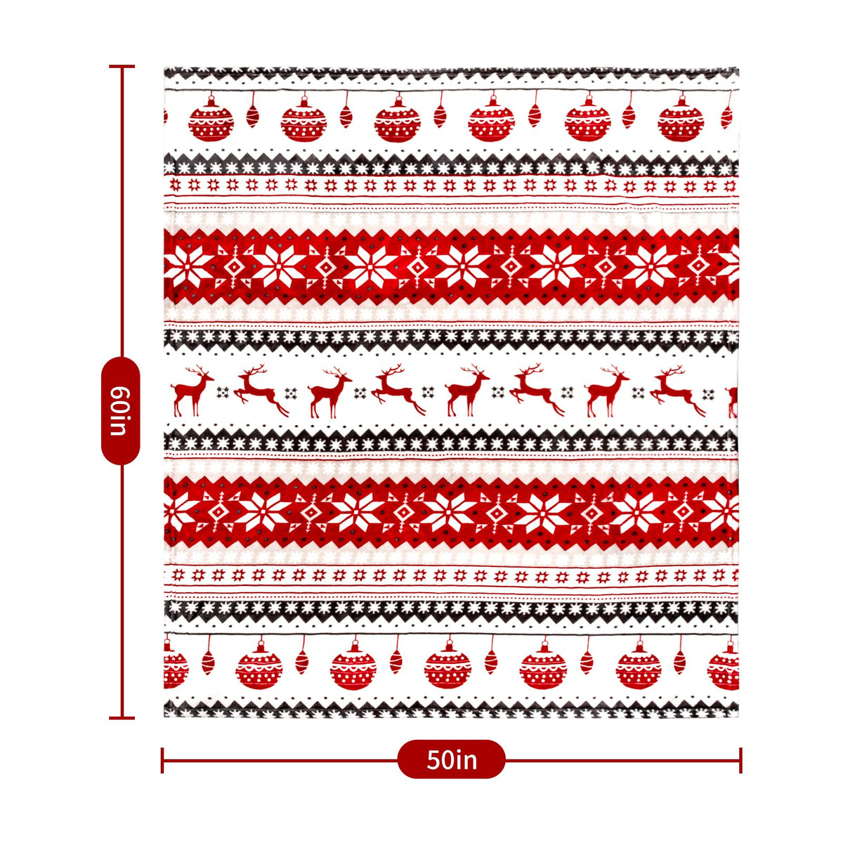 Christmas Throw Blanket for Couch, Holiday Christmas Reindeer Snowflakes Flannel Fleece Blanket