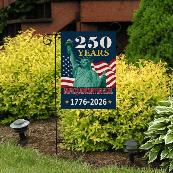 250 Years America Garden Flag,250th Anniversary USA Patriotic 1-Sided Banner, Statue of Liberty Design