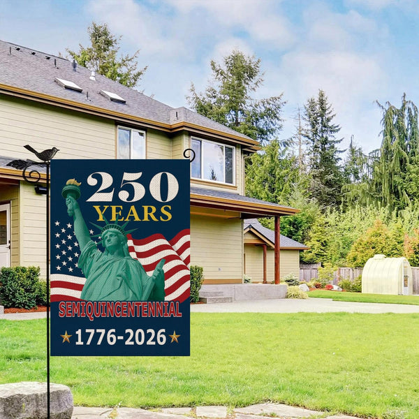 250 Years America Garden Flag,250th Anniversary USA Patriotic 1-Sided Banner, Statue of Liberty Design