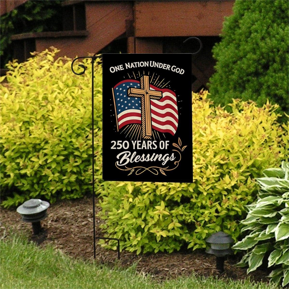 Blessings America Garden Flag 250, One Nation Under God,USA 250th Anniversary Patriotic