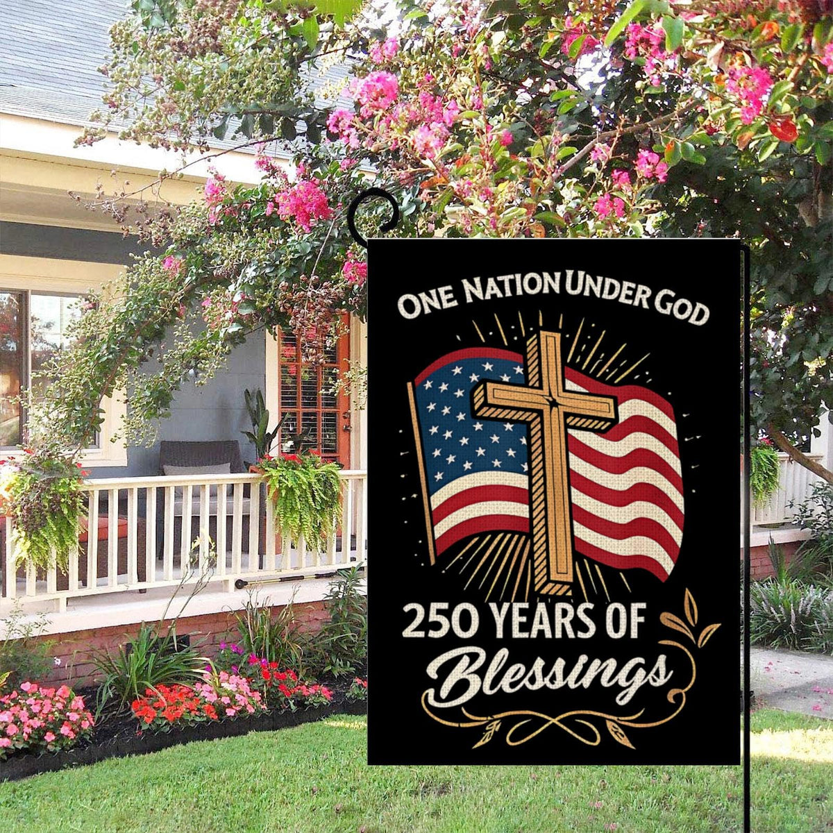 Blessings America Garden Flag 250, One Nation Under God,USA 250th Anniversary Patriotic